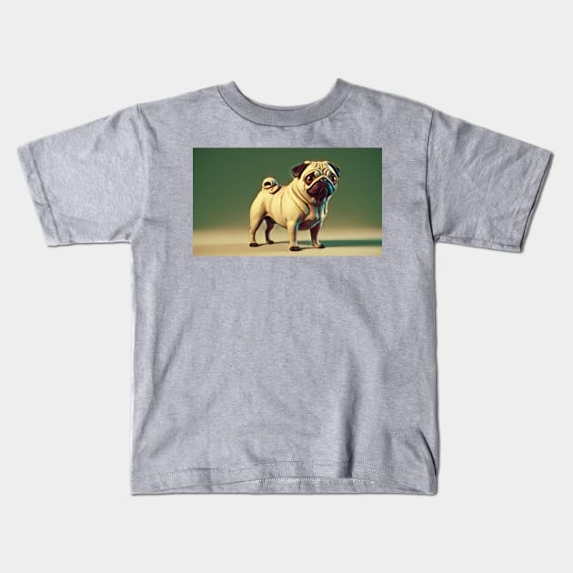 Pug dog portrait Kids T-Shirt by allaboutpugdogs 